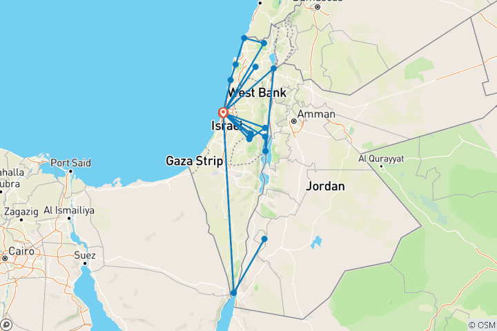 Kaart van Israël: 10 dagen met Petra (2 of meer reizigers, 5-sterrenhotel)