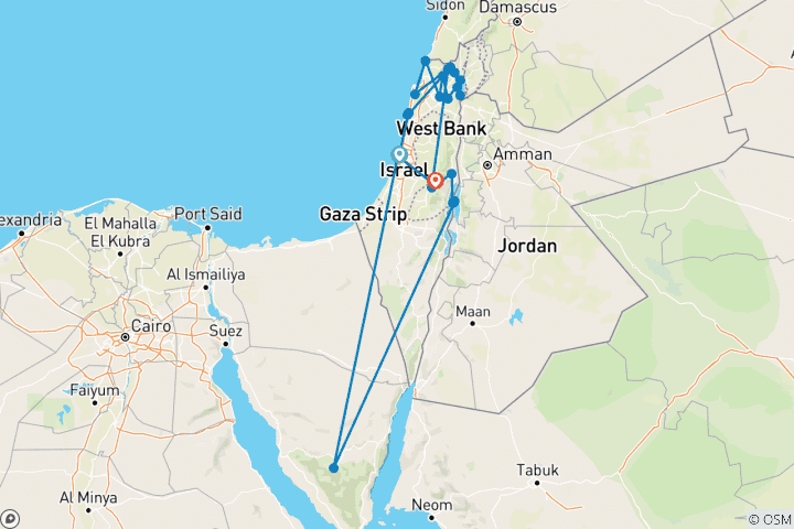 Kaart van Israël 9 dagen Deluxe (2+Reizigers, 3* Hotel)
