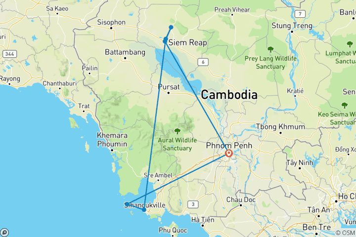 Kaart van Cambodja – ontspannen & ontdekken – incl. strandvakantie op Koh Rong