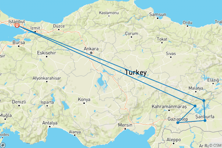 Karte von Private Mount Nemrut & Gobeklitepe Rundreise ab Istanbul