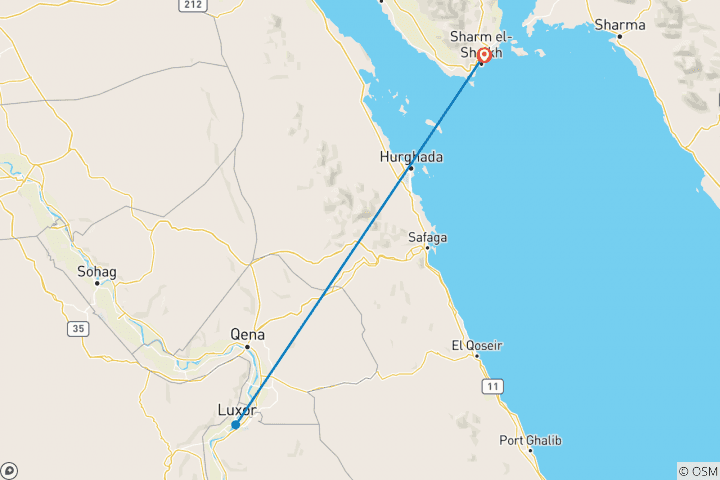 Carte du circuit Excursion d'une journée à Louxor depuis Sharm par avion