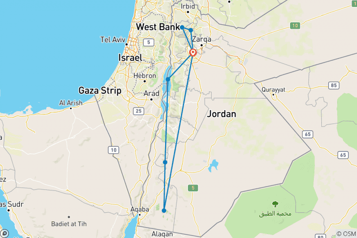 Map of Essential Jordan (4 Star Hotels)