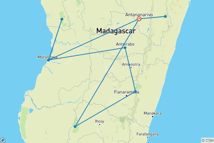 Karte von Madagaskar Entdeckungsreise 12 Tage