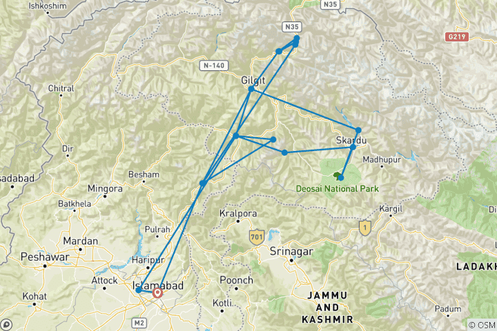 Carte du circuit Les points forts du Karakorum