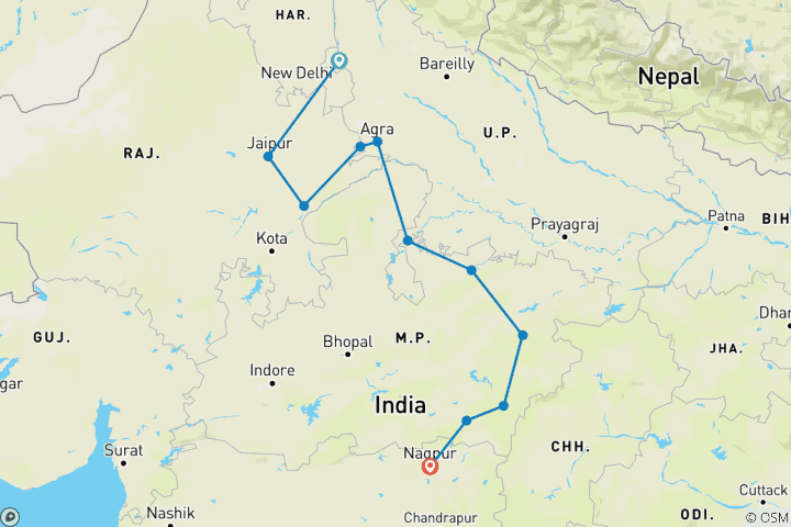 Map of Jungle Book - In Search of The Tiger !! (A Unique Experience Tour)