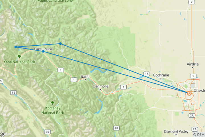 Map of 4-Day Rockies Winter Deluxe Tour | Banff & Lake Louise & Lake Minnewanka or Bubble Lake |