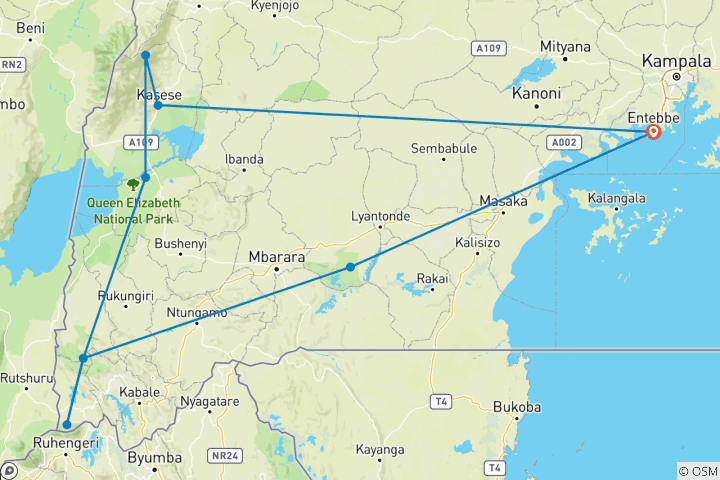 Map of Gorillas & Hiking Uganda's Rwenzori Mountains