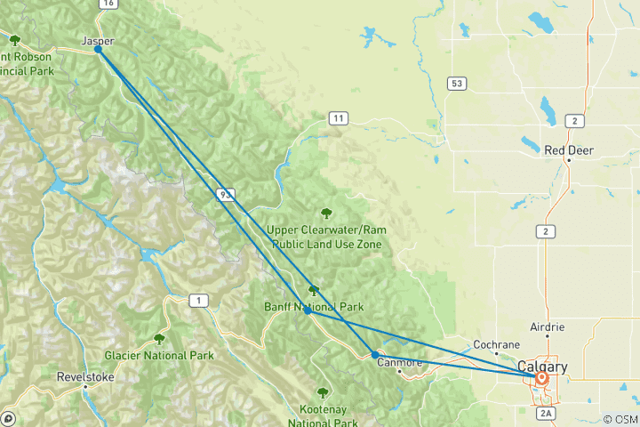 Map of 5-Day Winter Fairmont Experience Vacation Package