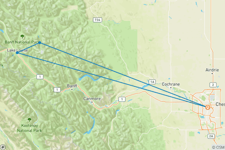 Map of 4-Day Winter Fairmont Experience Vacation Package
