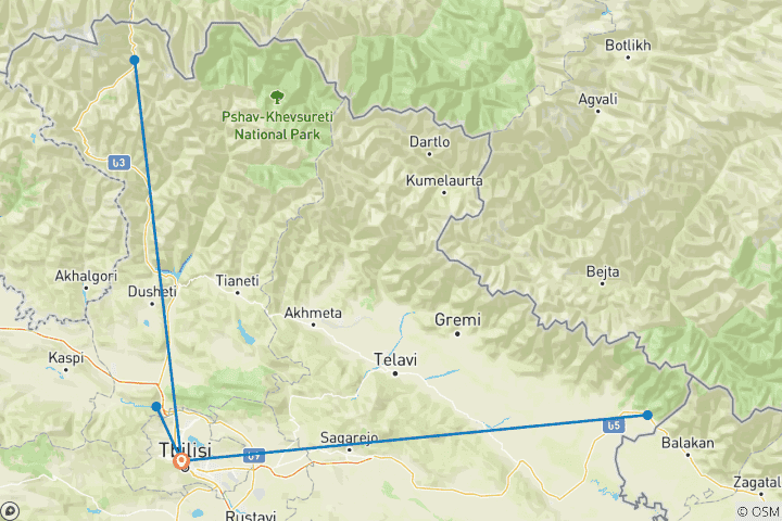 Carte du circuit Géorgie et Caucase