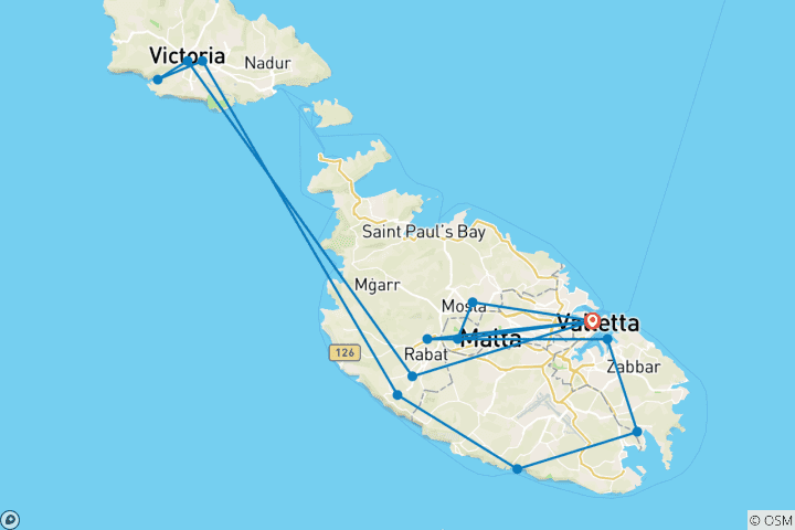 Map of Malta and Gozo Small Group 8 Days Tour