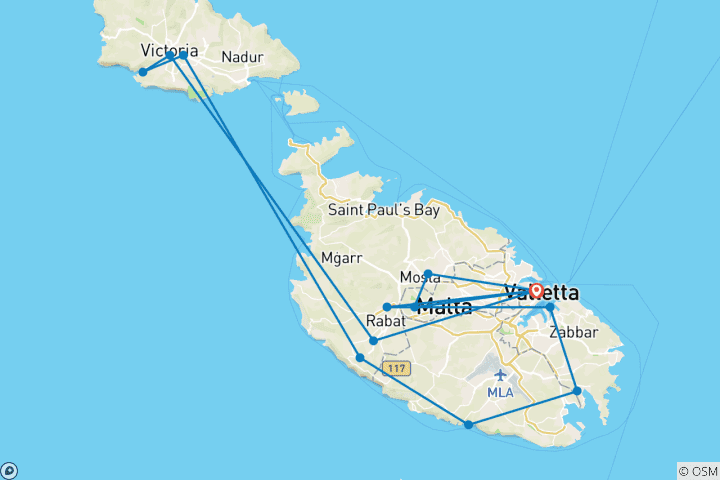 Carte du circuit Circuit de 8 jours en petit groupe à Malte et Gozo