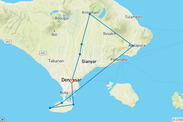 Carte du circuit Prime Bali 5 jours en pension complète