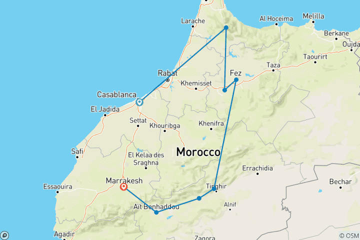 Carte du circuit L'épopée du Maroc