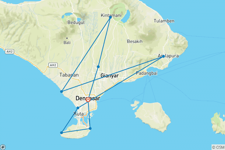 Map of Prime Bali 6 Days Full Board