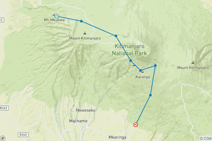 Carte du circuit Réveillon du nouvel an au sommet du mont Kilimanjaro