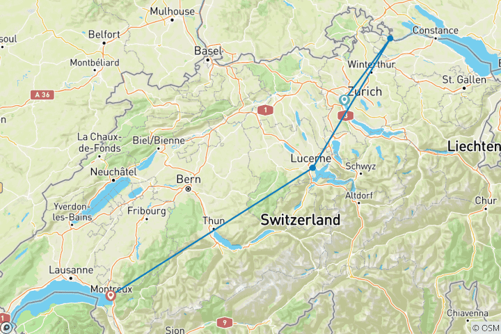 Karte von Schweizer Schokolade, Wasserfall und Gletscher