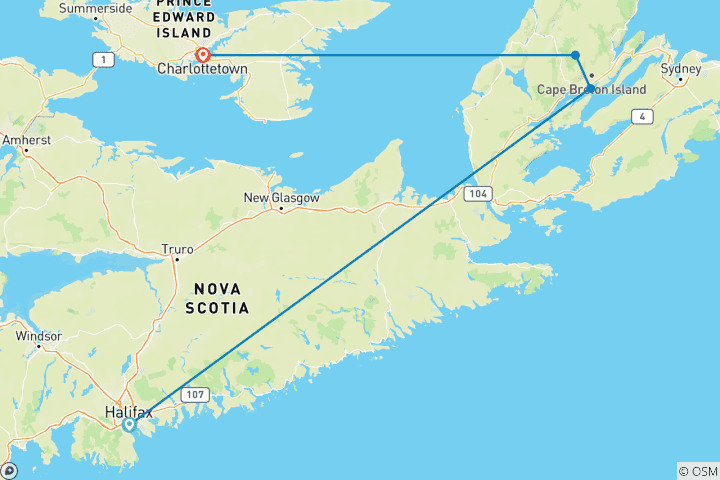 Map of The Maritimes: Nova Scotia