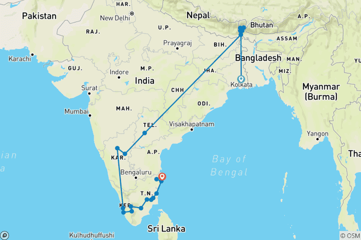 Map of Peaks and Palms: Eastern Himalaya to South India