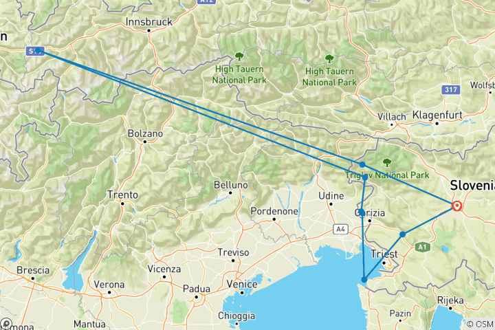 Carte du circuit Marche du souvenir en Slovénie