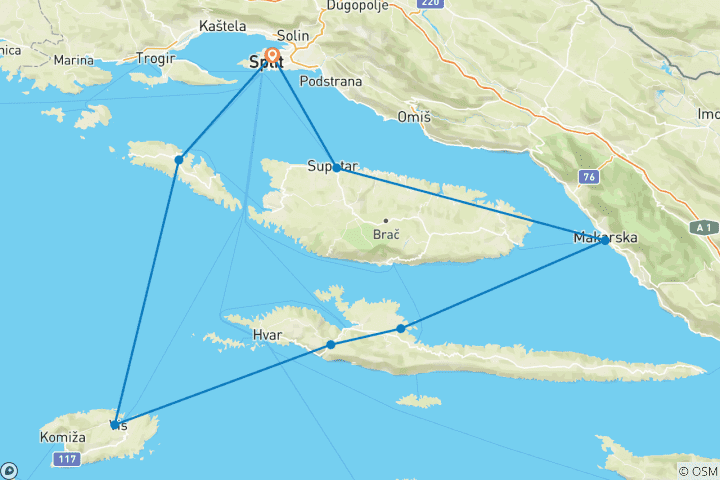 Carte du circuit MedSailors Croatie Découverte