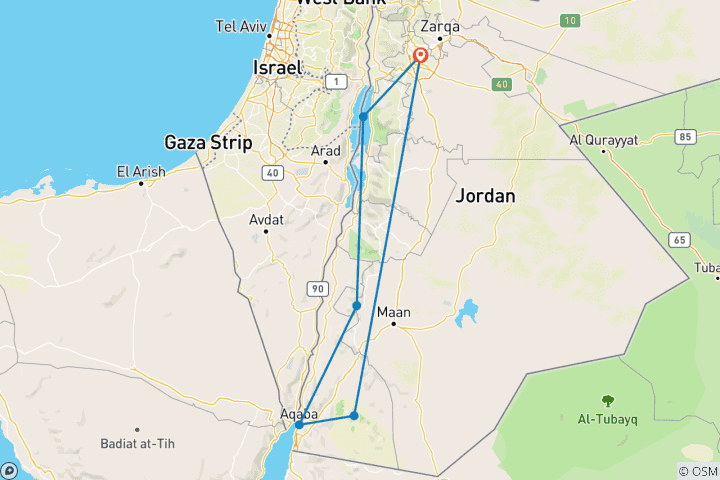 Carte du circuit Luxe ultime en Jordanie