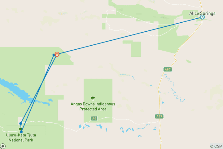 Carte du circuit Aventure familiale à Uluru et Kings Canyon