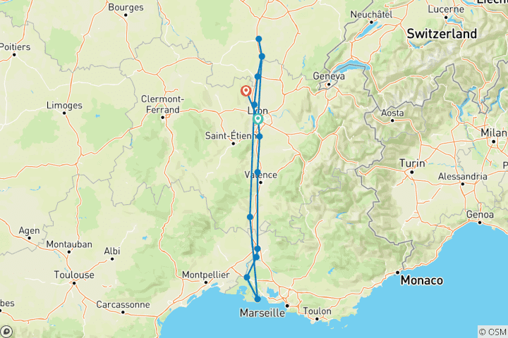 Carte du circuit Rhône Route Intensive 2027