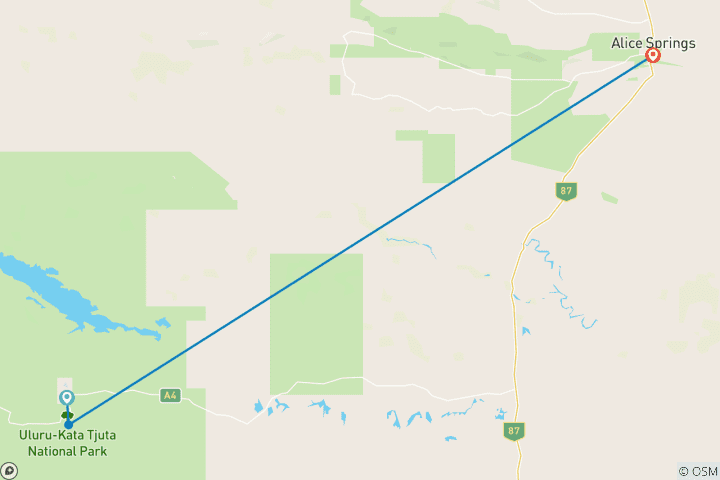 Carte du circuit Outback Camping Adventure - ex Yulara