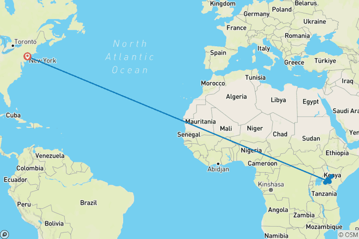 Carte du circuit Safari au Kenya