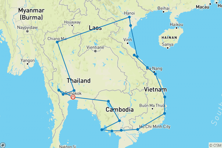 Mapa de Lo más del sudeste asiático: Tailandia, Vietnam y Camboya