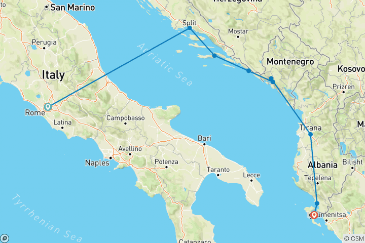 Mapa de La costa dálmata: Croacia, Corfú y ciudades medievales