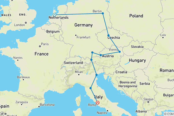 Carte du circuit L'Europe à ne pas manquer : Allemagne, Autriche, Italie