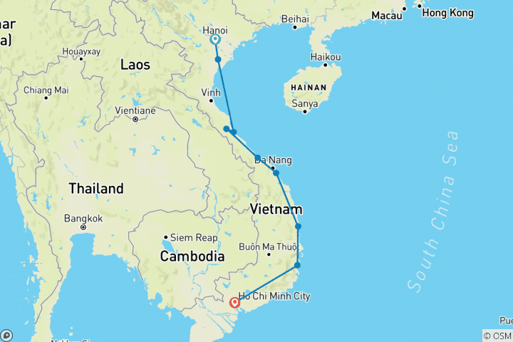 Kaart van Ultiem Vietnam – steden, stranden & de mooiste uitzichten