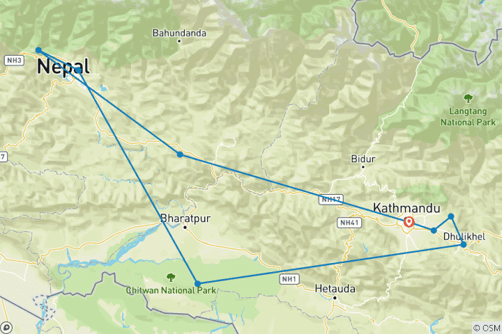 Map of Highlights Of Nepal