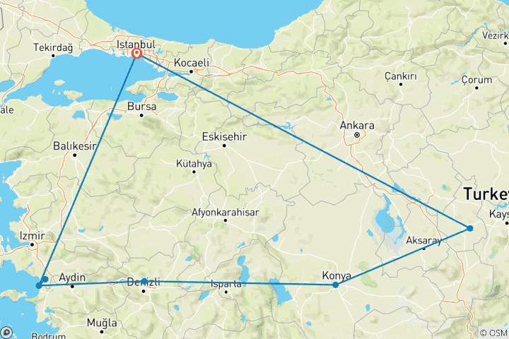 Carte du circuit Circuit de 8 jours en Turquie à prix réduit