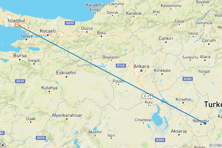 Carte du circuit Circuit de 5 jours Istanbul - Cappadoce