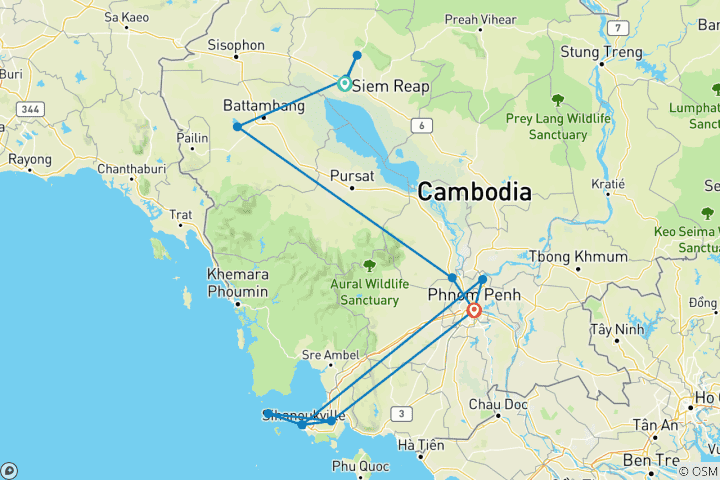 Karte von Superior - Kleingruppenrundreise & Baden Kambodscha (inkl Flug)