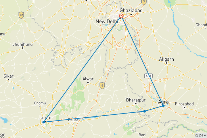Carte du circuit Triangle d'Or 3 jours - Guide privé et transport AC