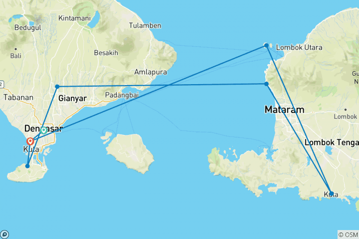 Carte du circuit Bali et; Gili Adventure 19D/18N