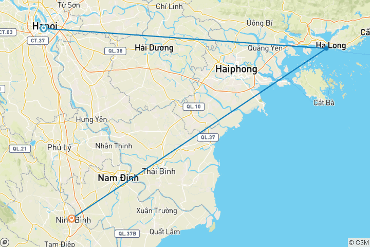 Kaart van Luxe Welzijnstour naar Halong Bay Onsen Quang Hanh en Ninh Binh vanuit Hanoi