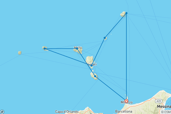 Carte du circuit Croisière dans les îles Éoliennes en goélette 2025