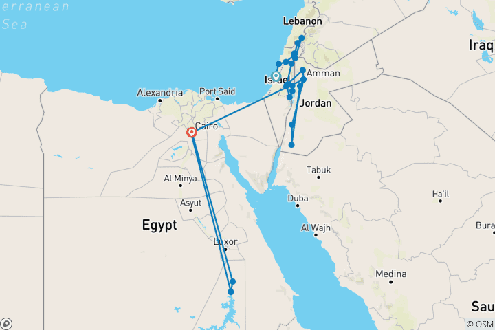 Carte du circuit Circuit Holyland Israël, Jordanie et Égypte avec croisière sur le Nil - 18 jours