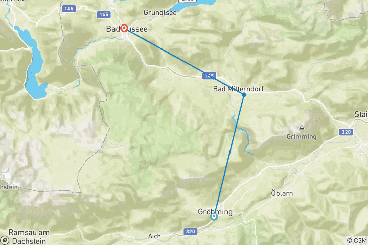 Map of Dachstein circular hiking trail - the variant for connoisseurs (4 days)