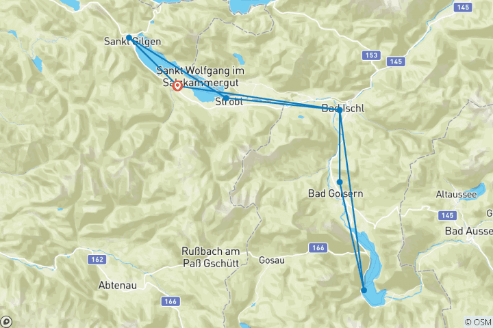 Map of Hiking in the Salzkammergut World Heritage Region 8 Days