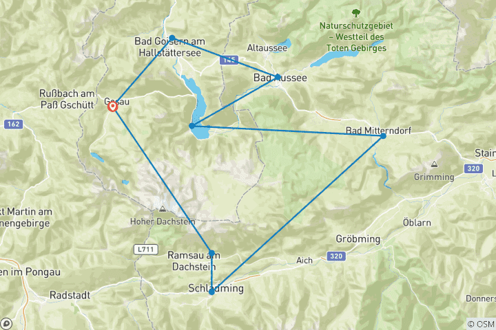 Map of Dachstein circular hiking trail - the classic (10 days)