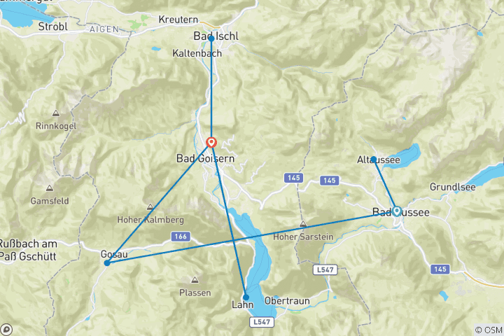 Map of Pleasure Hiking in the Salzkammergut - 8 Days
