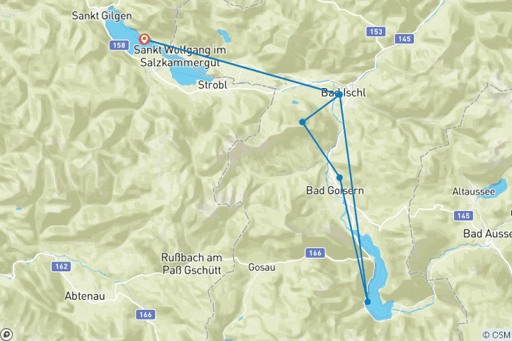 Karte von Salzkammergut Rundwanderweg DE LUXE (8 Tage)