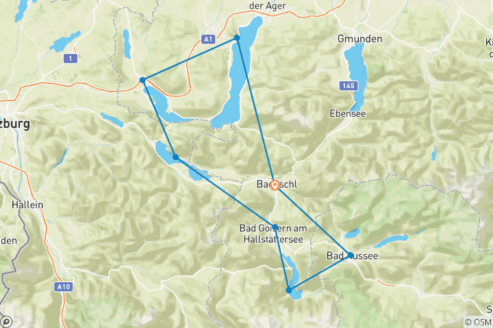 Map of Cycling in the Salzkammergut - Cycle circuit (8 days)