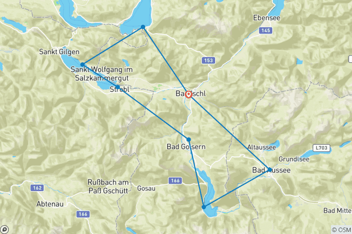 Map of Salzkammergut circular hiking trail (8 days)